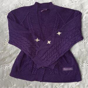 Taylor Swift Deep Purple Cardigan with Star Details